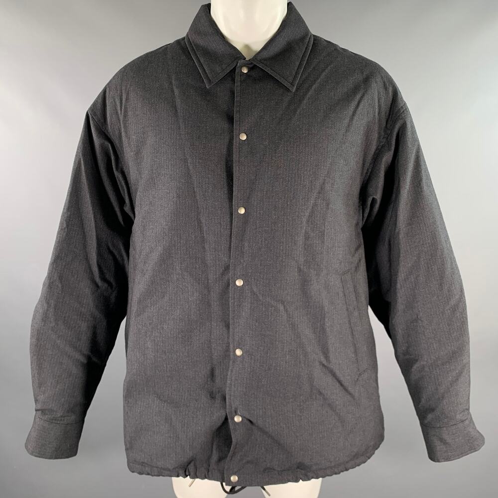 VISVIM Size M Grey Charcoal Stripe Wool Linen Silk Down Filled Jacket